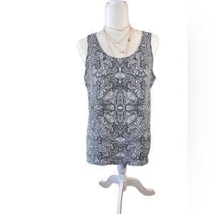 Express split back tank top black white blouse size medium